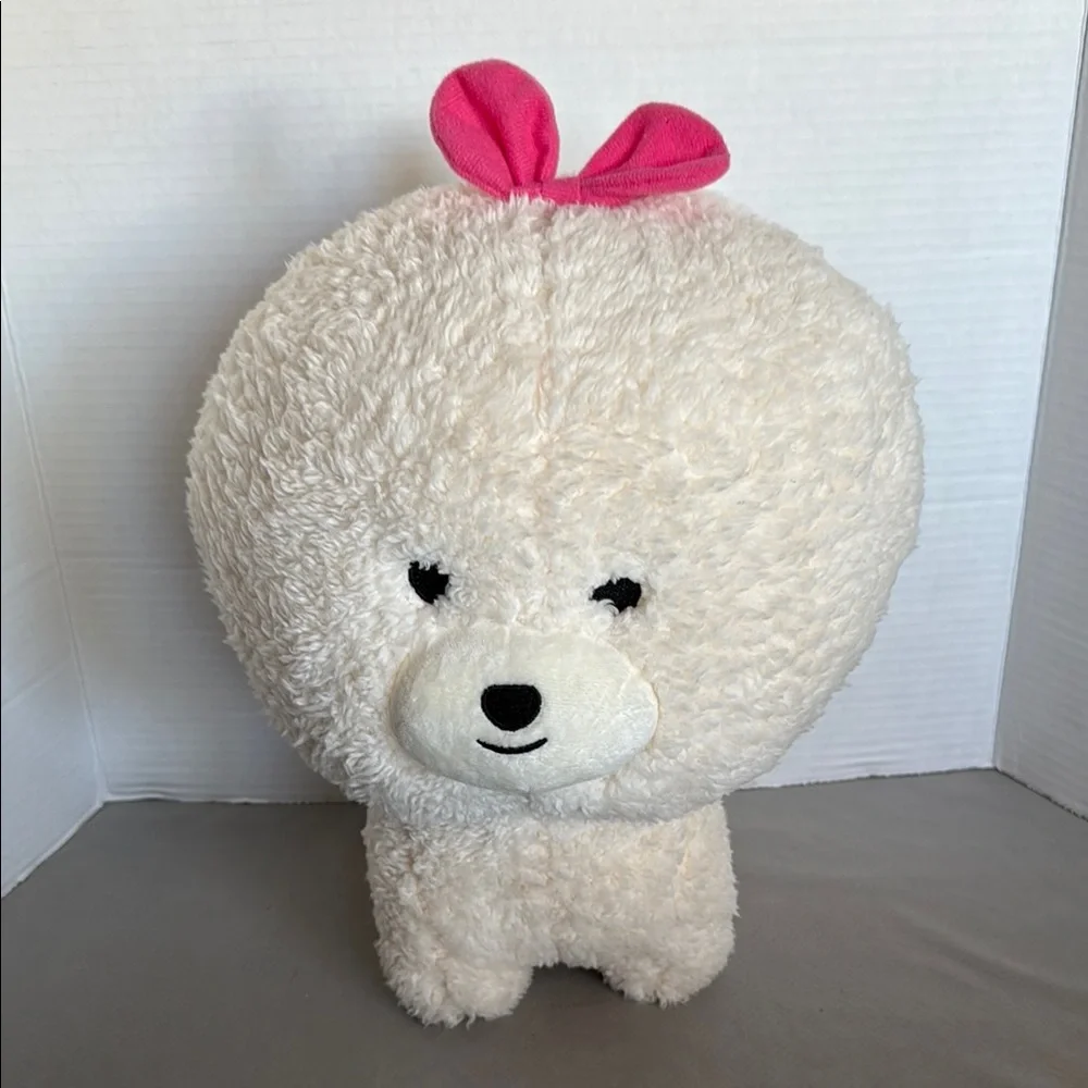 Amuse Moff Moff Bichon Plush Dog Stuffed Animal Fuzzy Pink Bow With Tags 13.5”